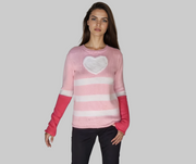 Angel Dust Hazbin Hotel Pink Striped Sweater – Heart Thumbhole Jumper Angel Dust Hazbin Hotel Pink Striped Sweater – Heart Thumbhole Jumper